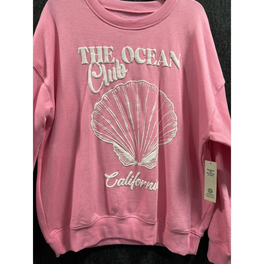 No Boundaries Pink The Ocean Club California Seashell Puff Print Sweatshirt XS